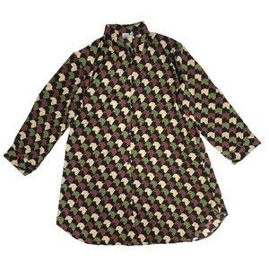 Womens Izzy & LIV Button Up Shirt 2XL/3XL Camo Graphic Print Tunic Top Roll Tab
